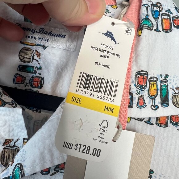 Tommy Bahama Nova Wave Shirt Mens Size M Novelty Down‎ The Hatch Collared NWT - Picture 2 of 7